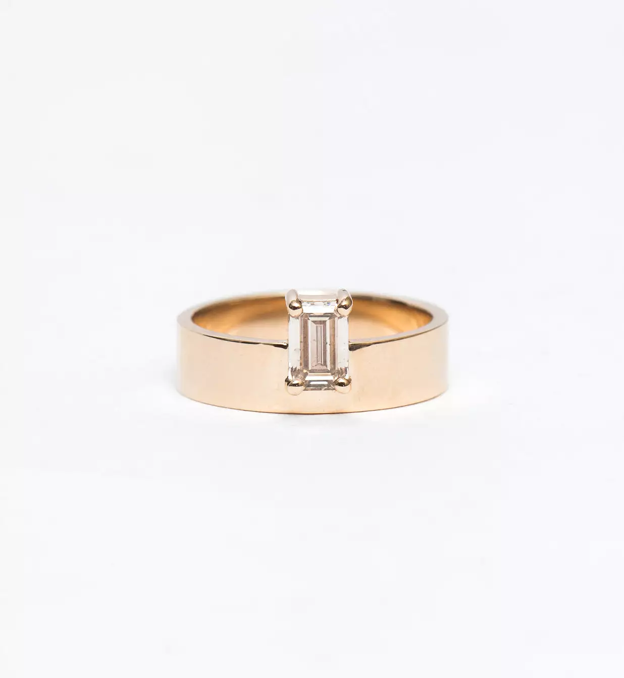 Emerald-Cut Champagne Diamond Monolith Ring