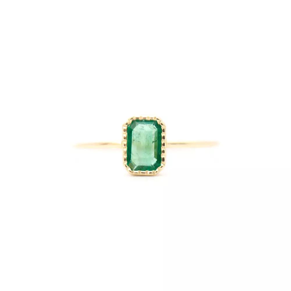 Emerald-Cut Green Emerald Wisp Ring