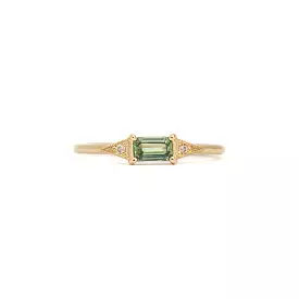 Emerald-cut Green Sapphire Deco Ring