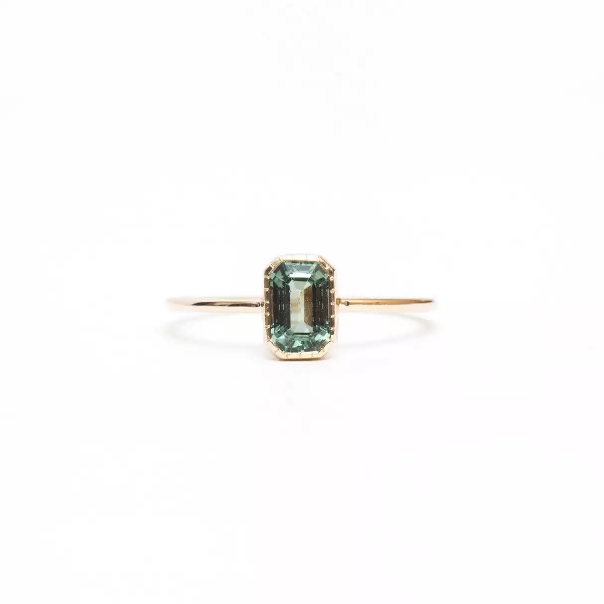 Emerald-Cut Green Sapphire Wisp Ring