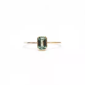 Emerald-Cut Green Sapphire Wisp Ring