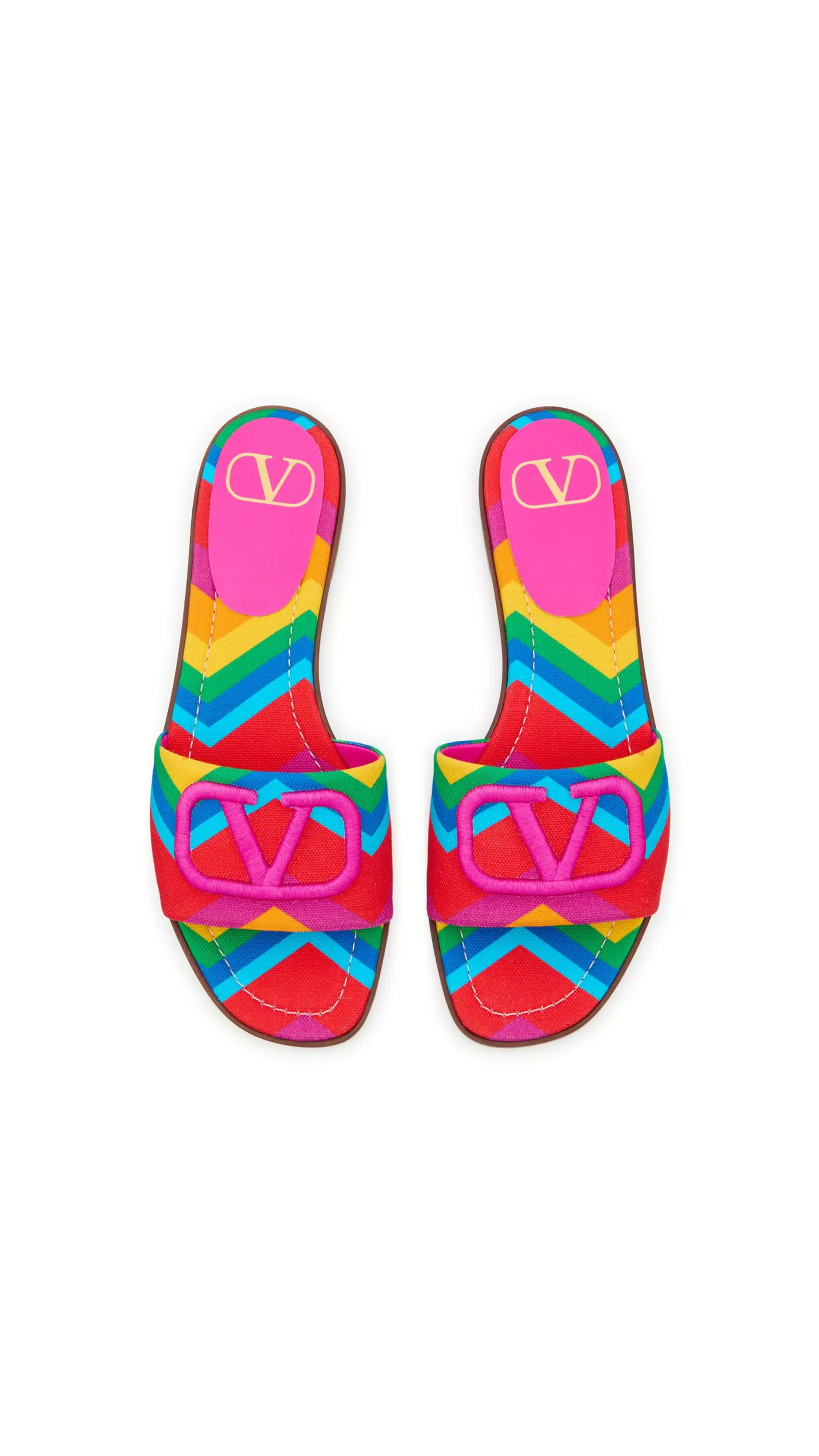 Escape Slide Sandal in Canvas Chevron24 Print - Multicolour/Pink PP