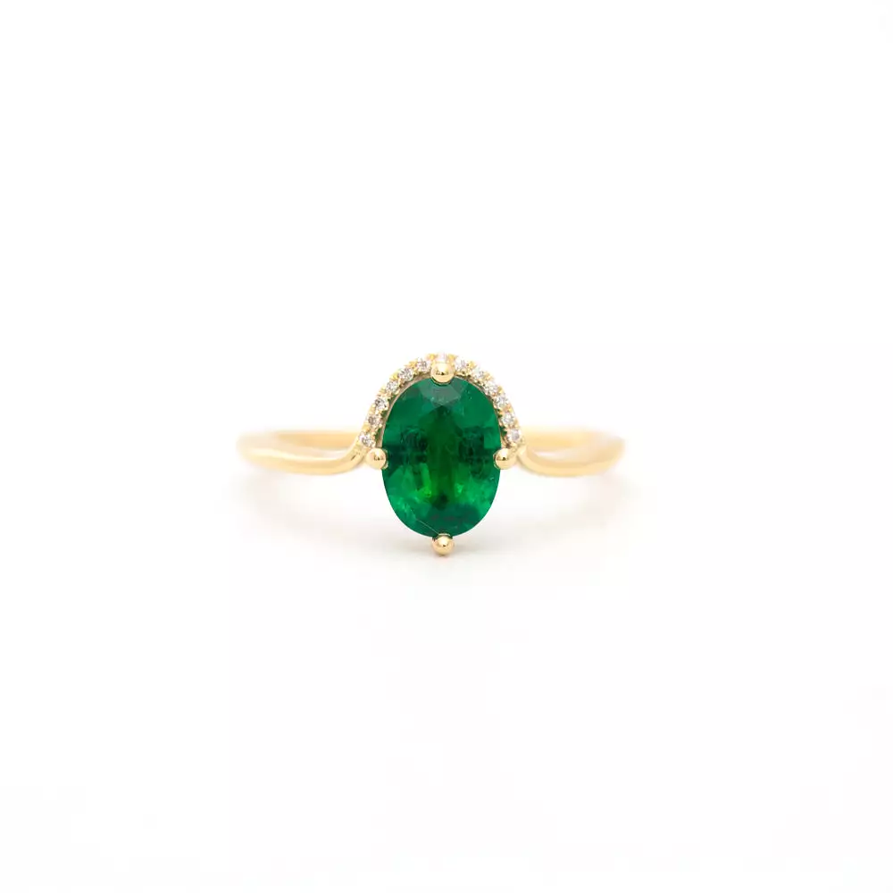 Floating Oval-Cut Emerald Ring