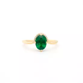 Floating Oval-Cut Emerald Ring