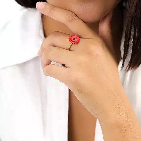 Franck Herval - RUBY gerbera ring flower - Red