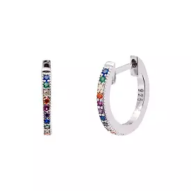 Gam Mini Silver Hoop Multi Gem Earring