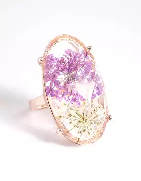 Gold & Lilac Flower Ring