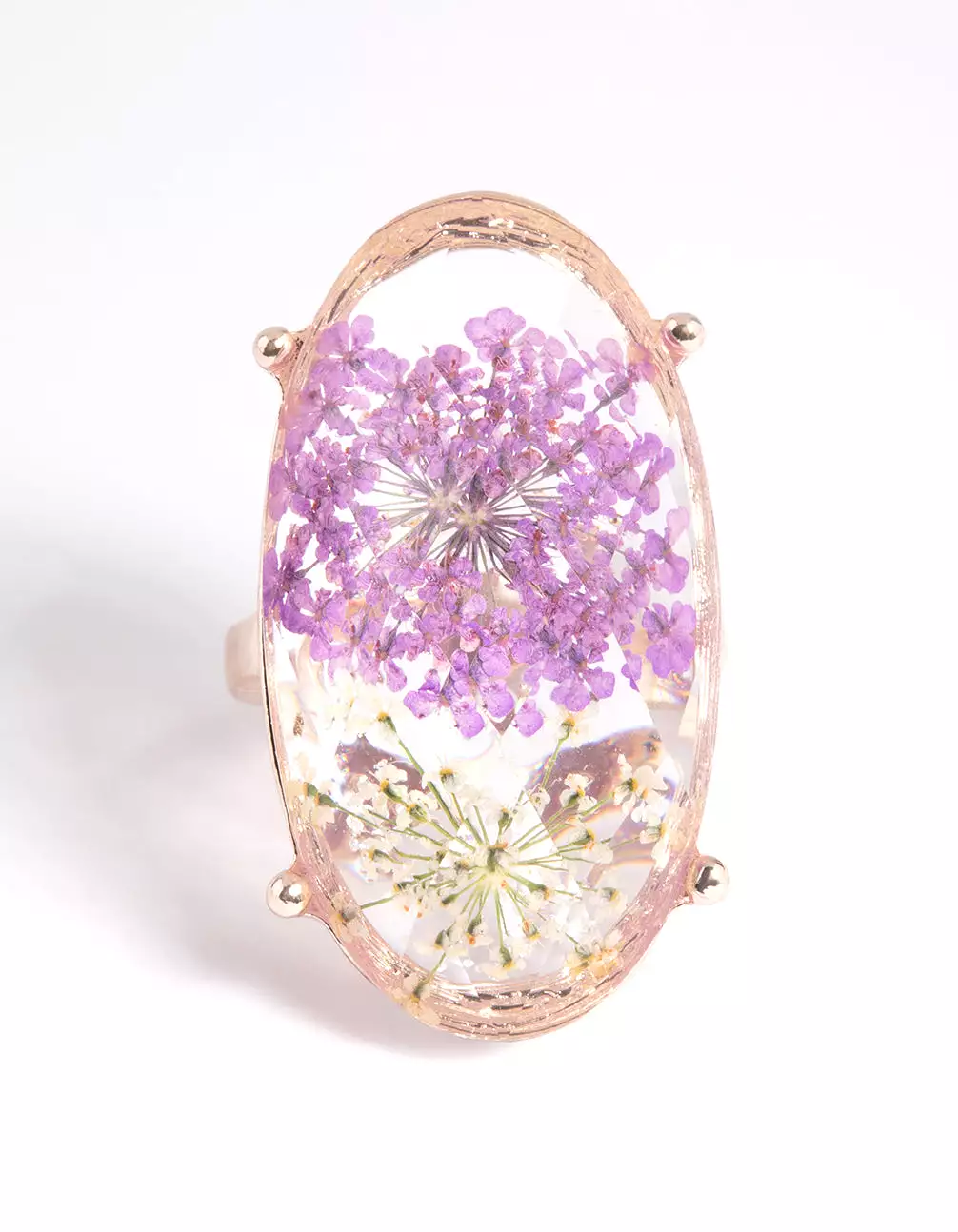 Gold & Lilac Flower Ring