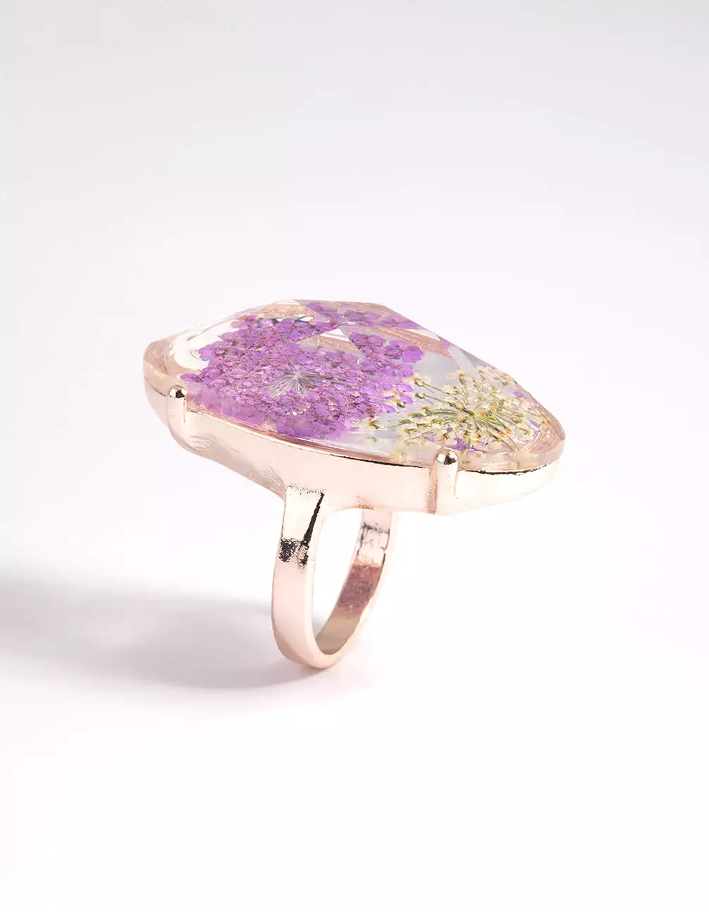 Gold & Lilac Flower Ring