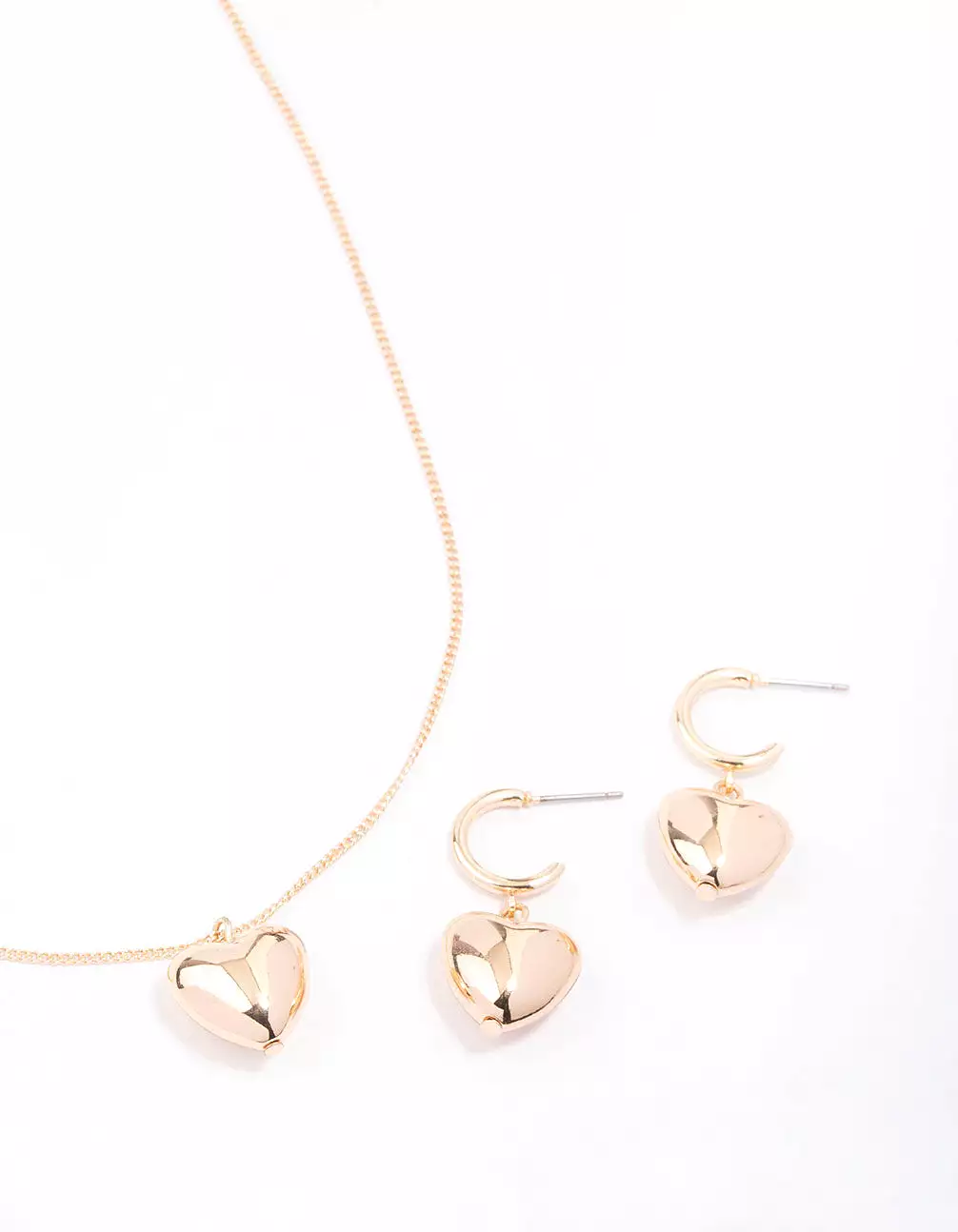 Gold Bold Heart Jewellery Set