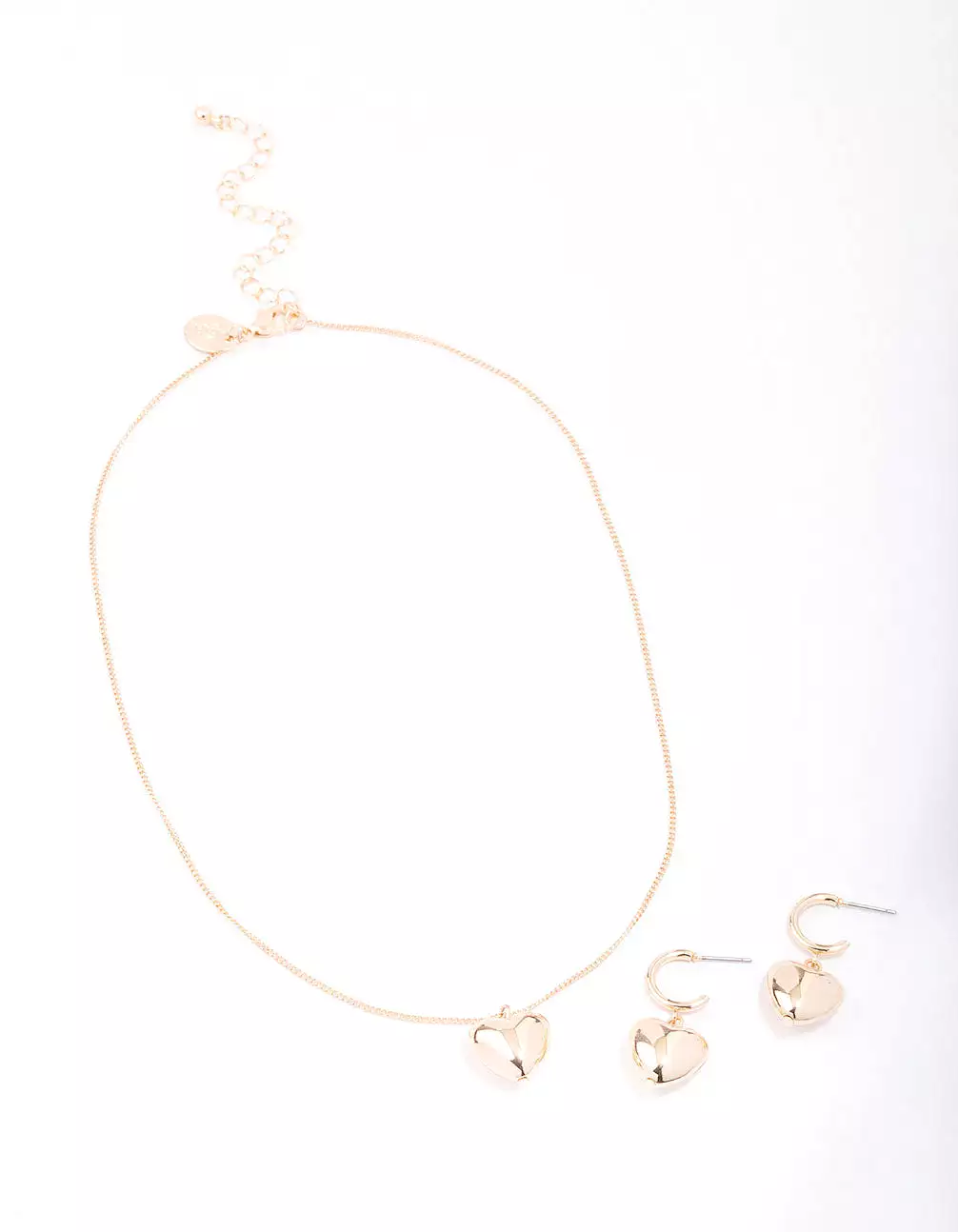 Gold Bold Heart Jewellery Set