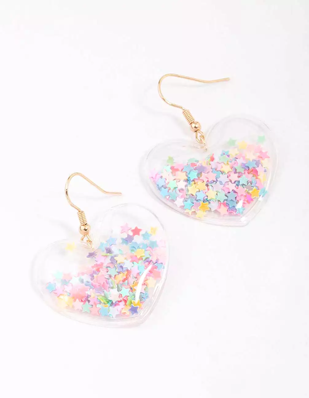 Gold Confetti Heart Drop Earrings