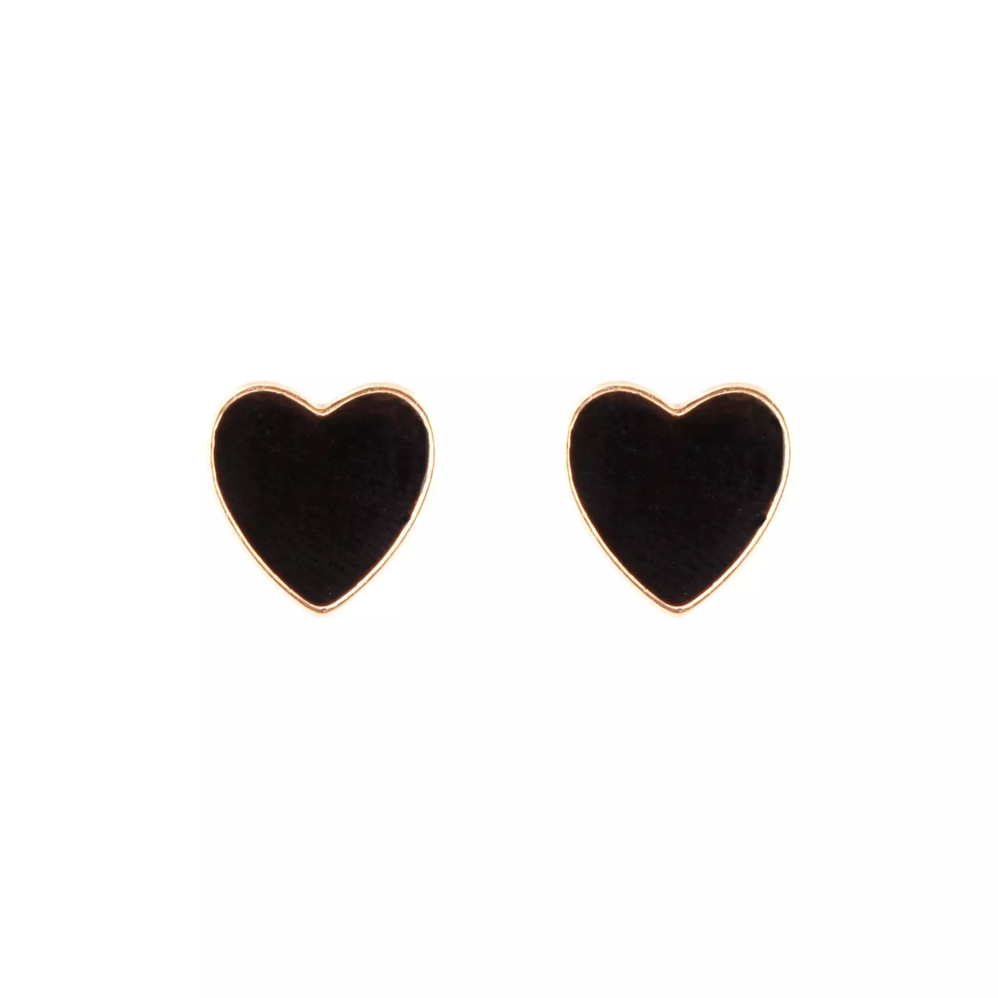 Gold Enamel Heart Stud Earrings