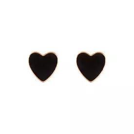 Gold Enamel Heart Stud Earrings