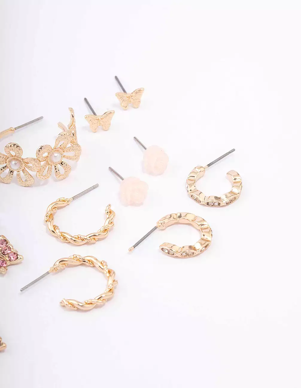 Gold Flower & Butterfly Earring 8-Pack