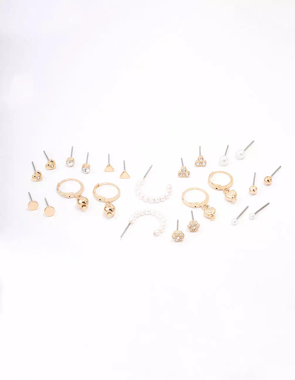 Gold Flower & Heart Earring 12-Pack