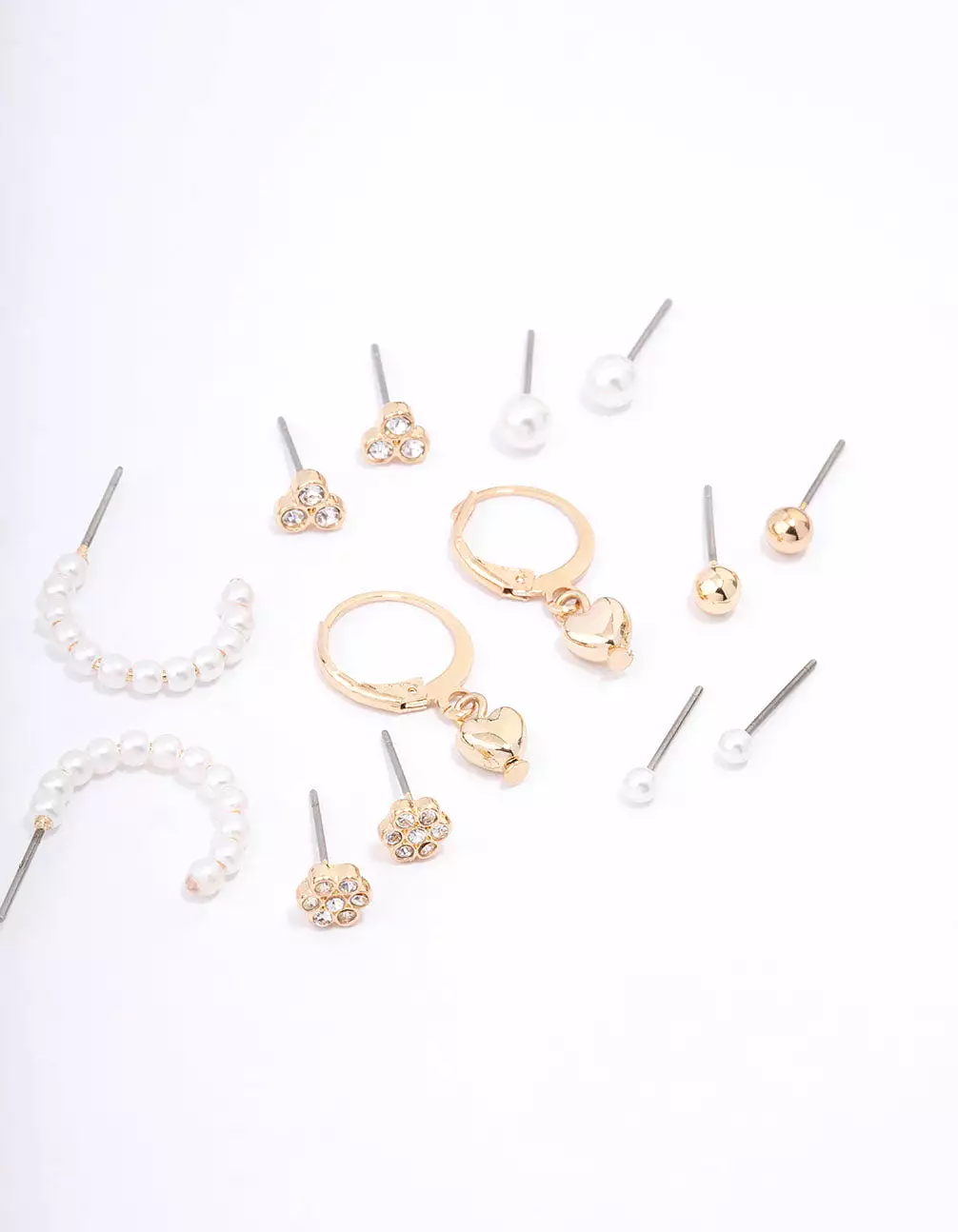 Gold Flower & Heart Earring 12-Pack