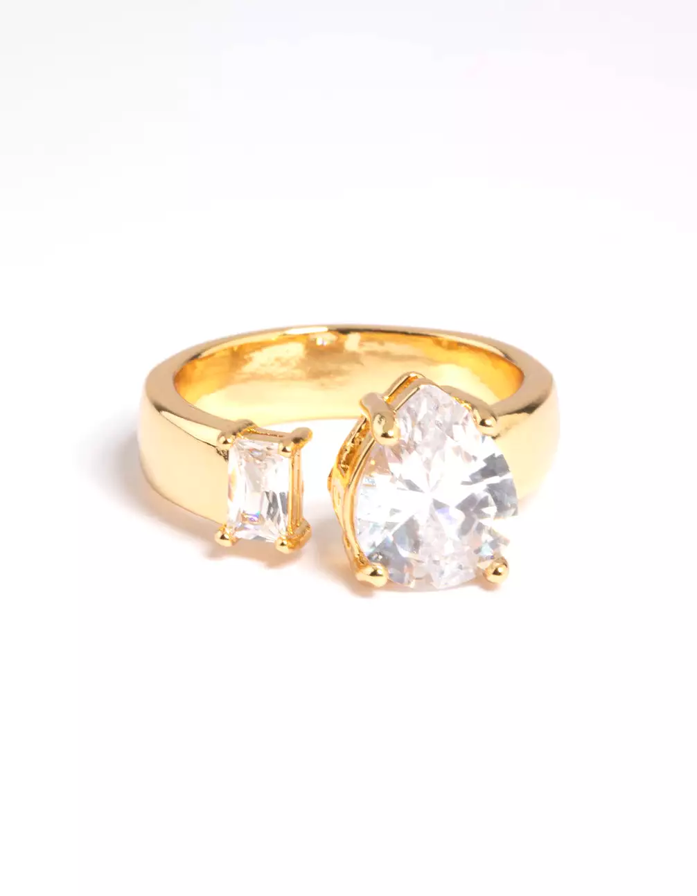 Gold Plated Cubic Zirconia Emerald Cut Ring