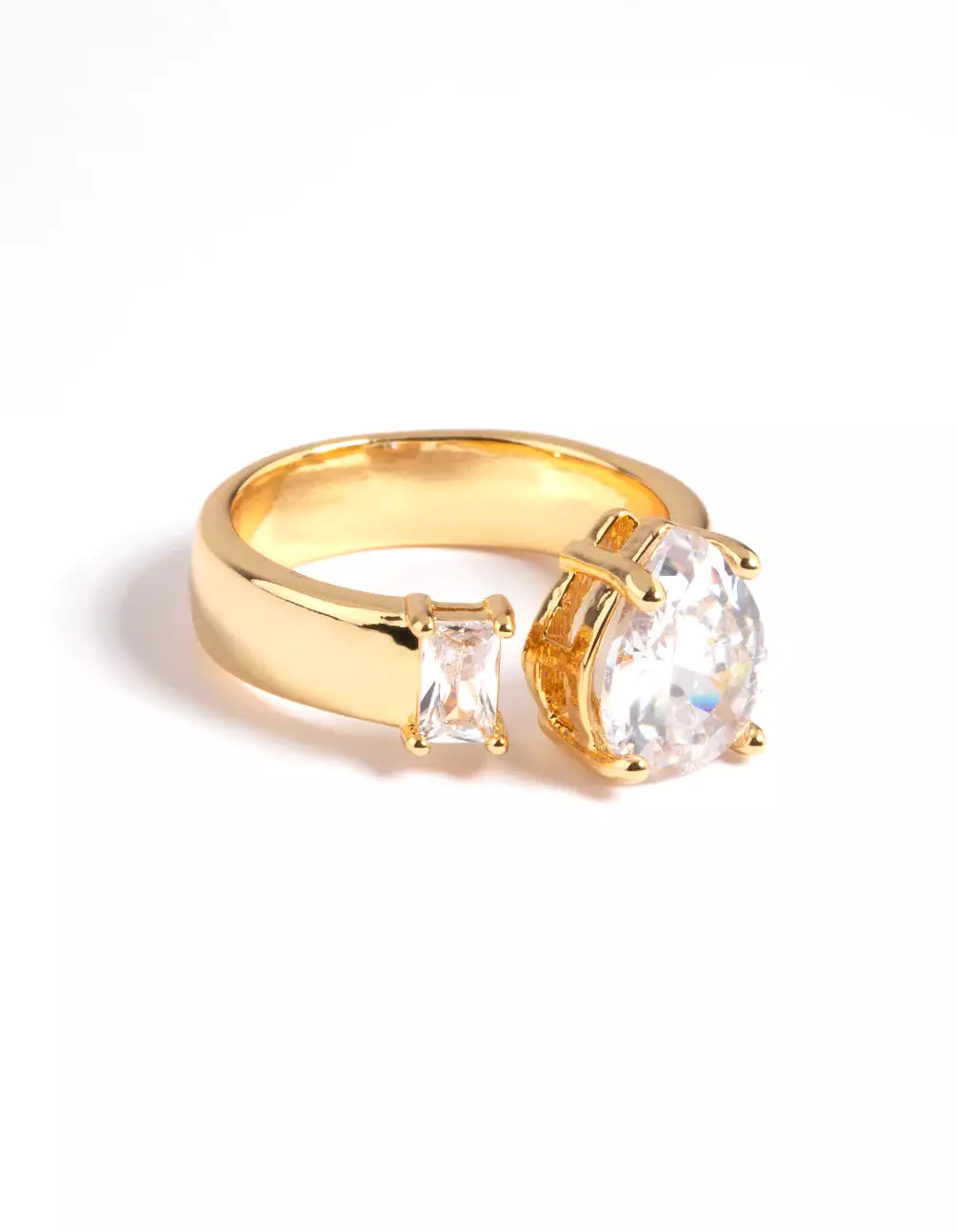 Gold Plated Cubic Zirconia Emerald Cut Ring