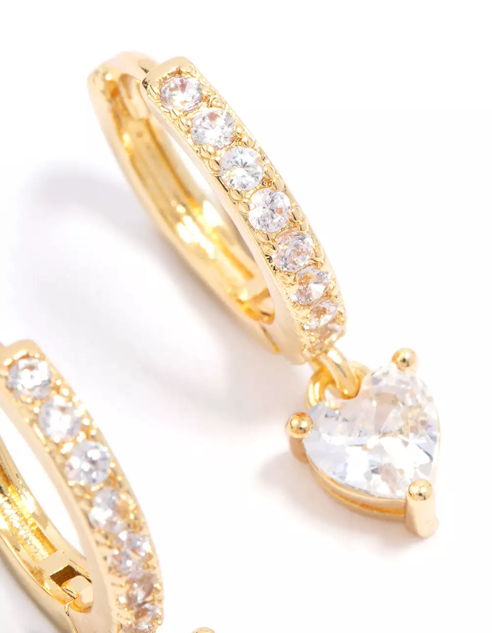 Gold Plated Cubic Zirconia Heart Huggie Earrings