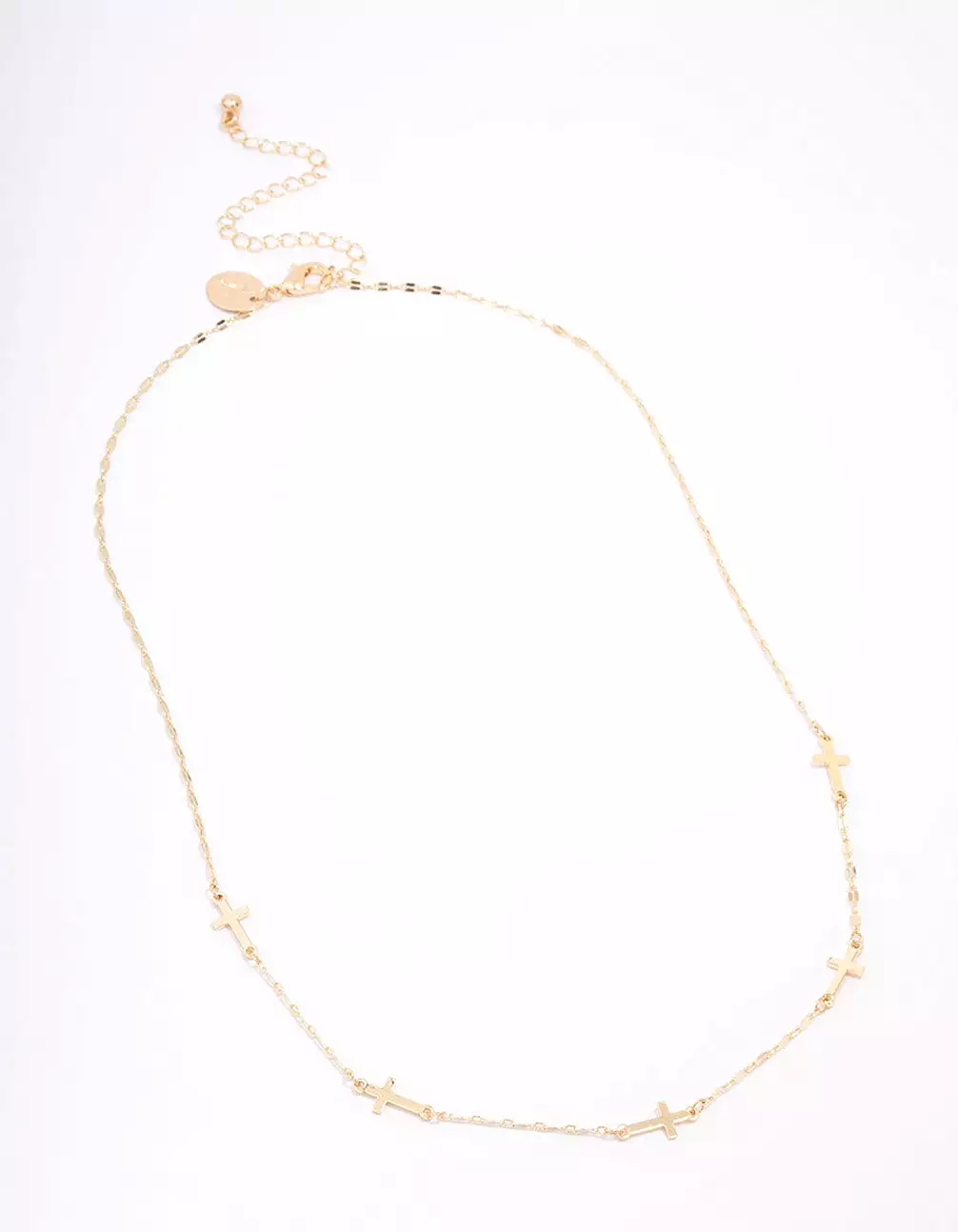 Gold Plated Simple Cross Station Chain Necklace