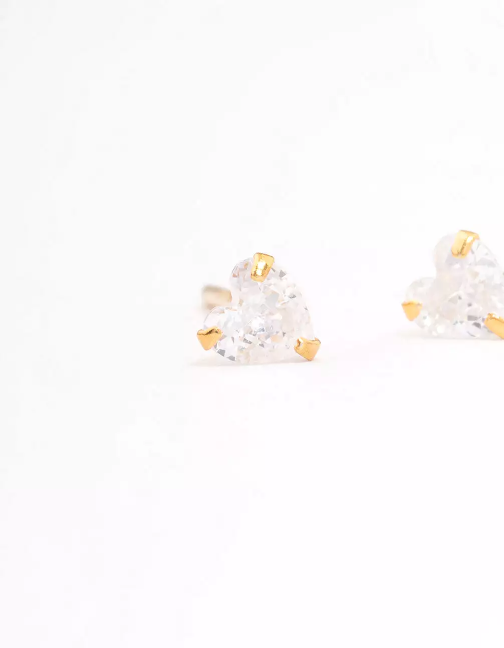 Gold Plated Sterling Silver Cubic Zirconia Heart Stud Earrings