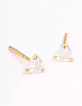 Gold Plated Sterling Silver Cubic Zirconia Heart Stud Earrings