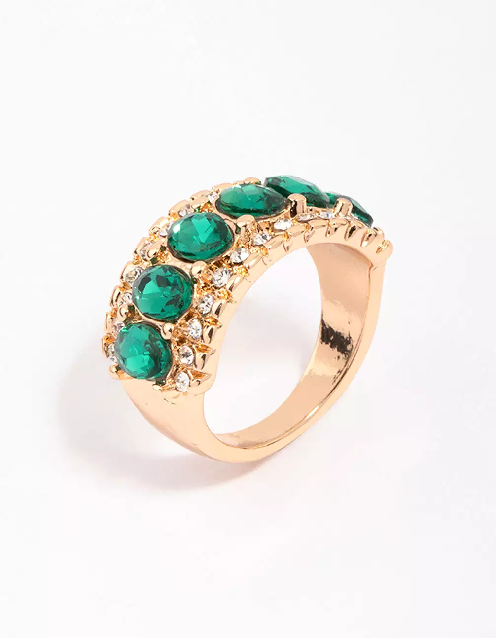 Gold Regal Emerald Oval Band Ring