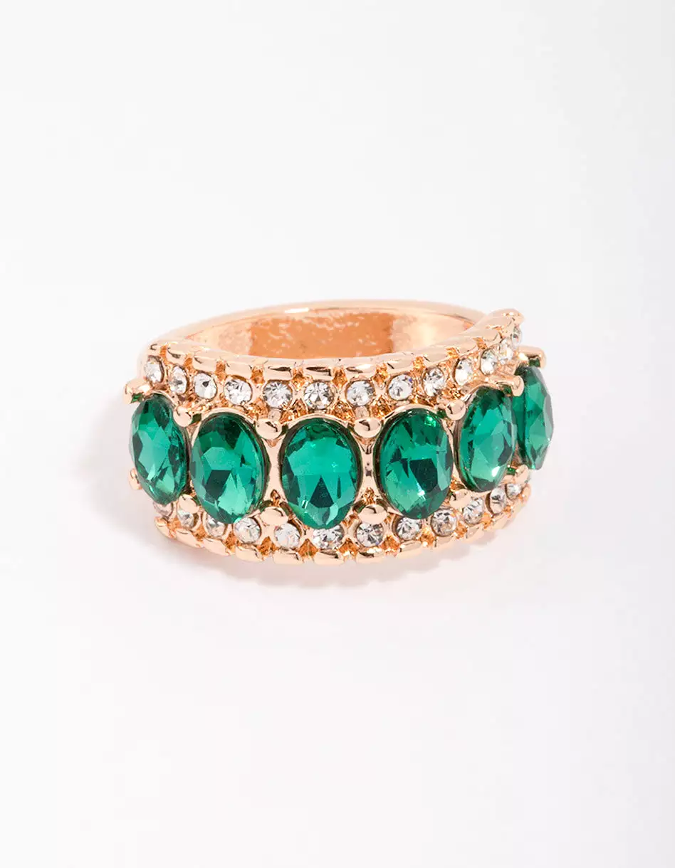 Gold Regal Emerald Oval Band Ring