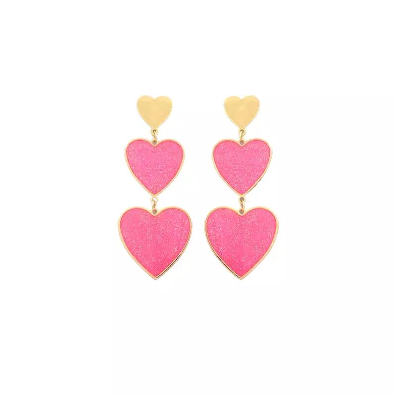 Gold Rim Colored Heart Earrings