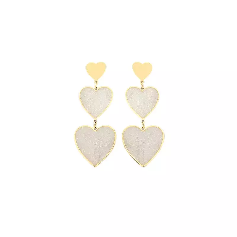 Gold Rim Colored Heart Earrings