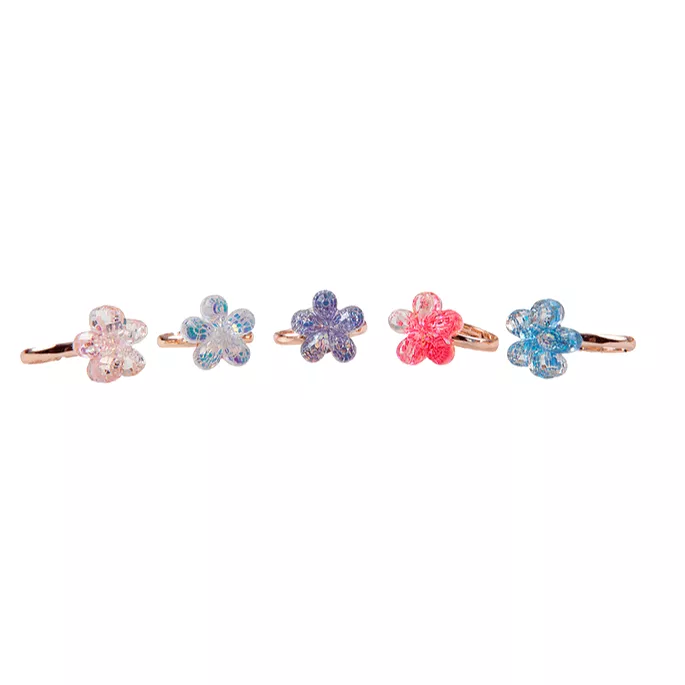 Great Pretenders Boutique Shimmer Flower Rings 5pc Set