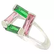 Green Emerald and Pink Sapphire Step Infinity Ring