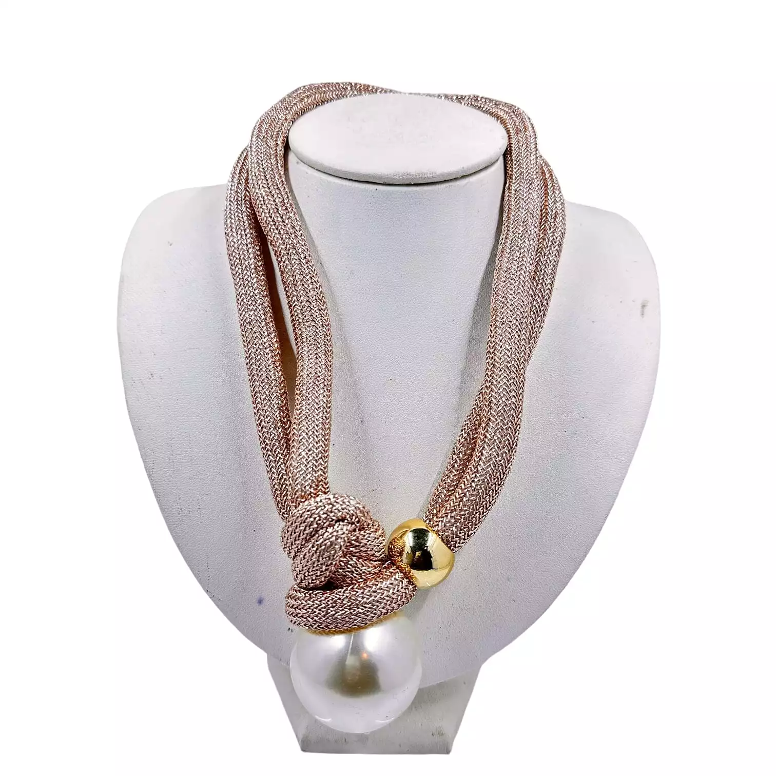 Handmade Unique Adjustable Rope Necklace with Big Pearl