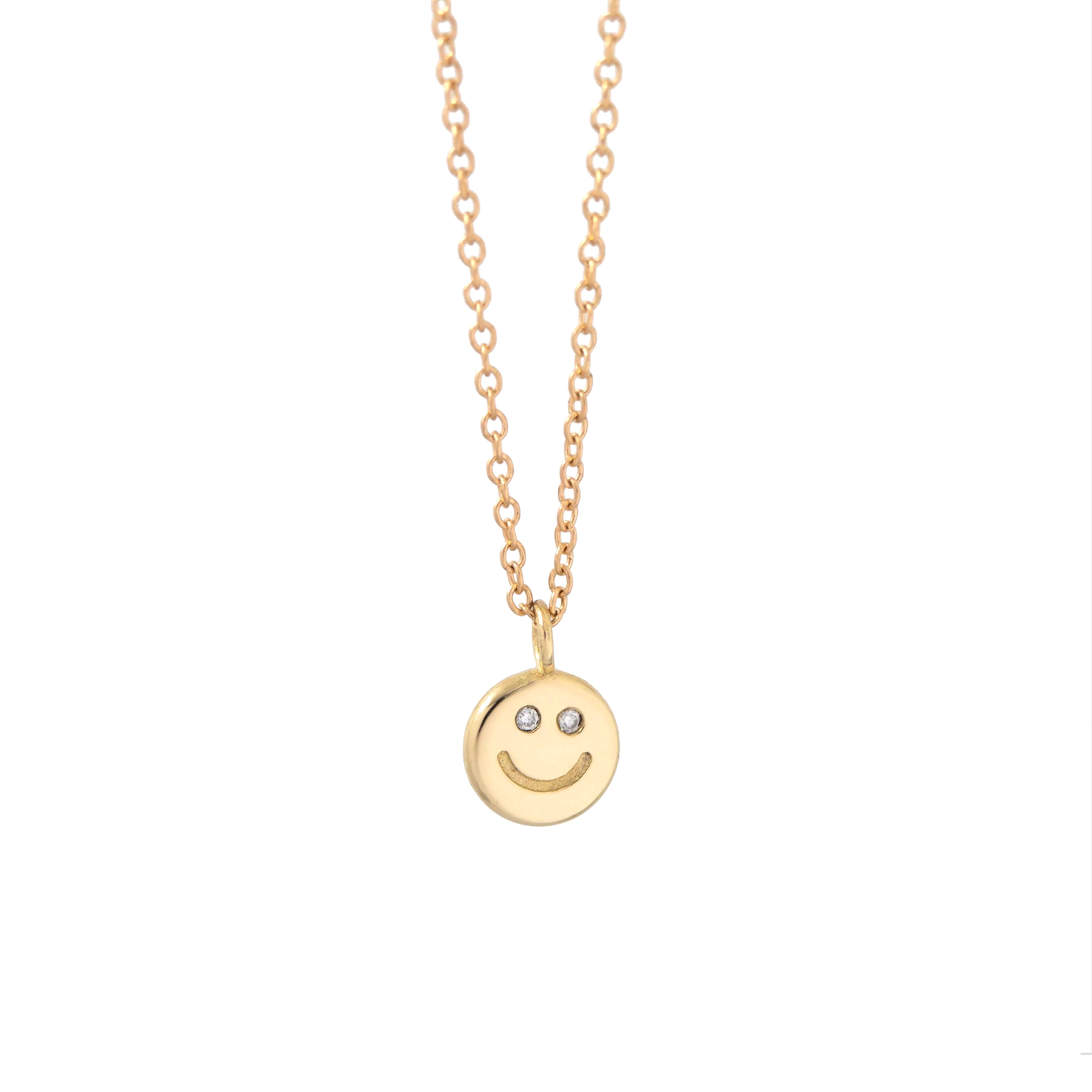 Happy Face Necklace - 14k Yellow Gold