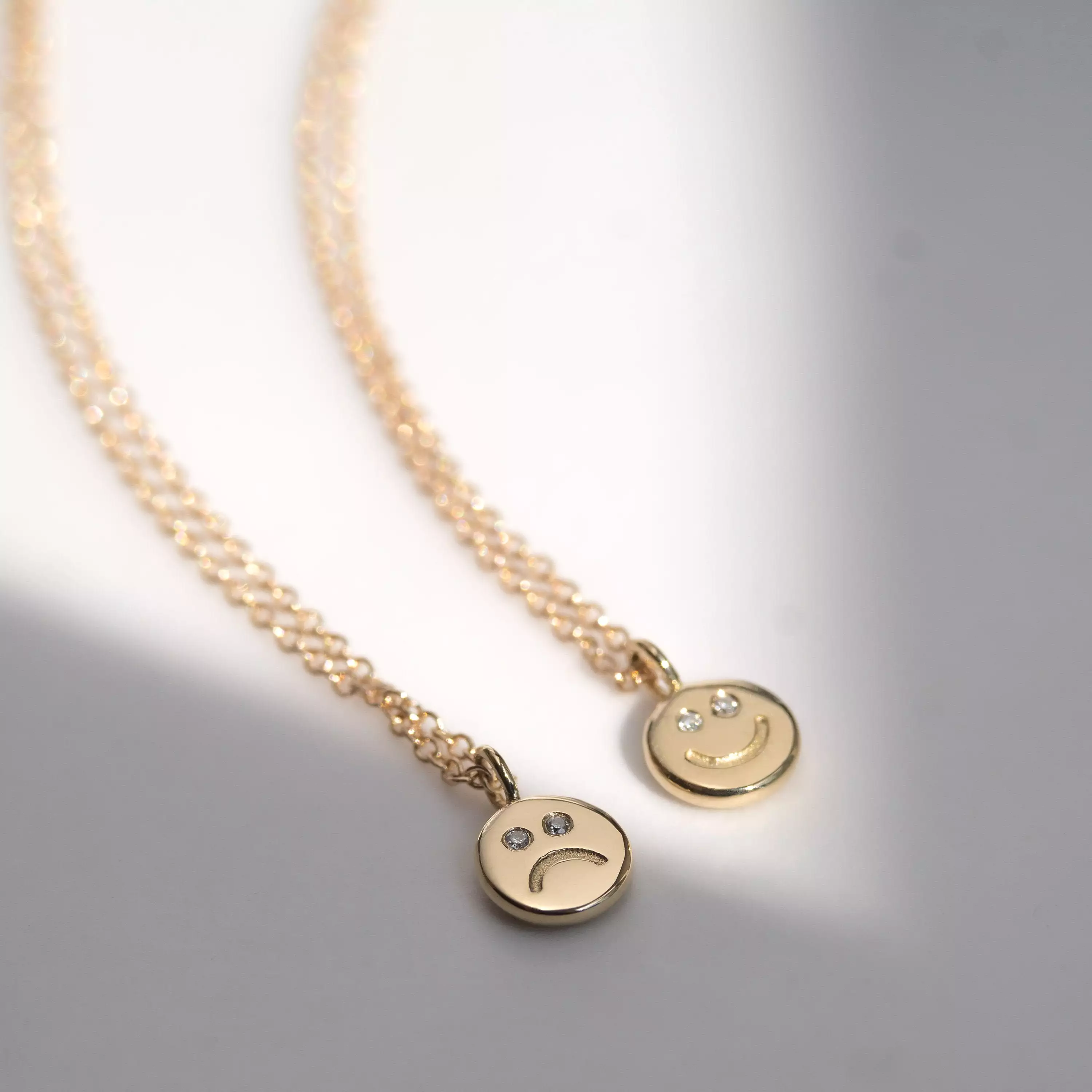 Happy Face Necklace - 14k Yellow Gold