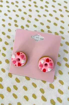 Heart Donut Stud Earrings