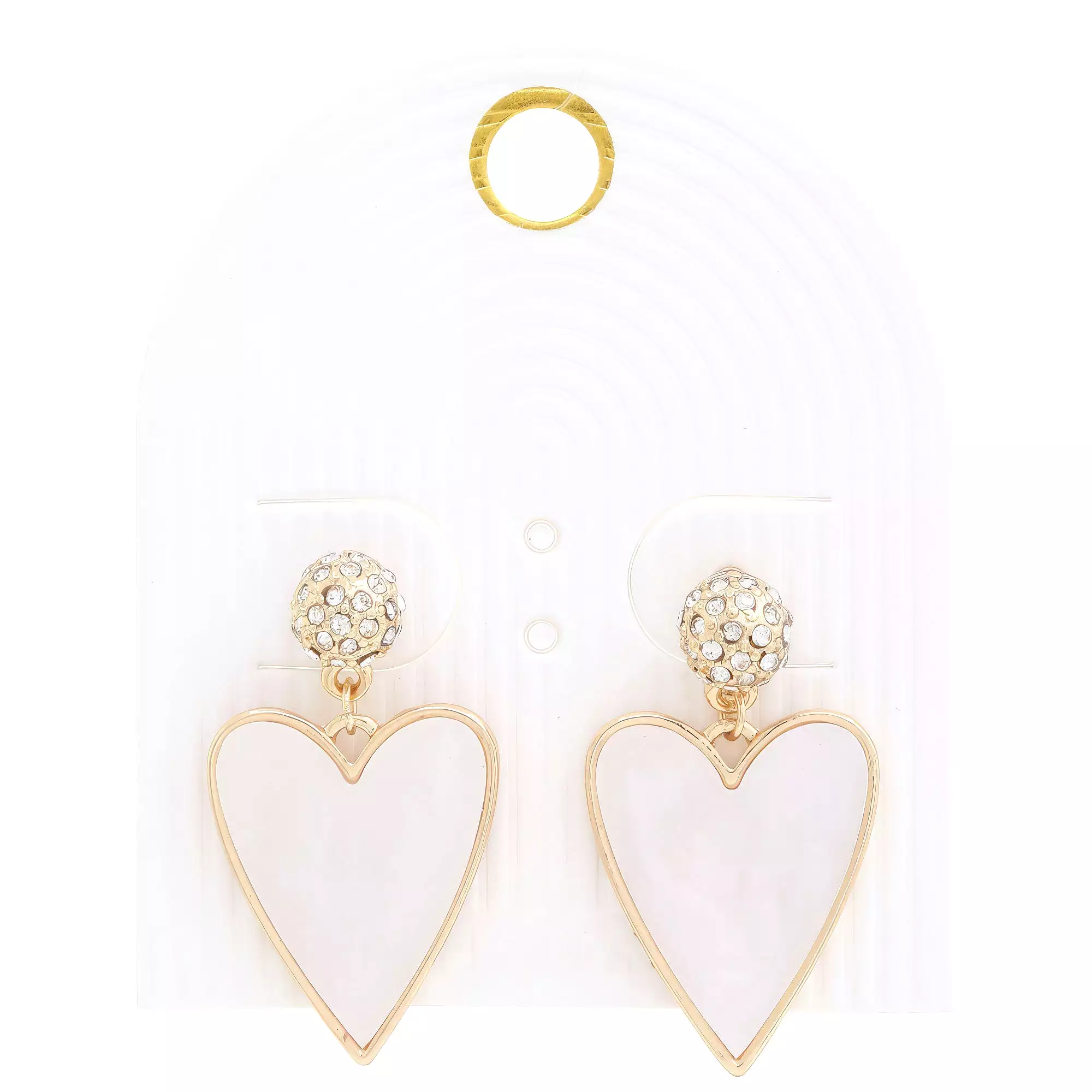 Heart Rhinestone Bead Dangle Earring