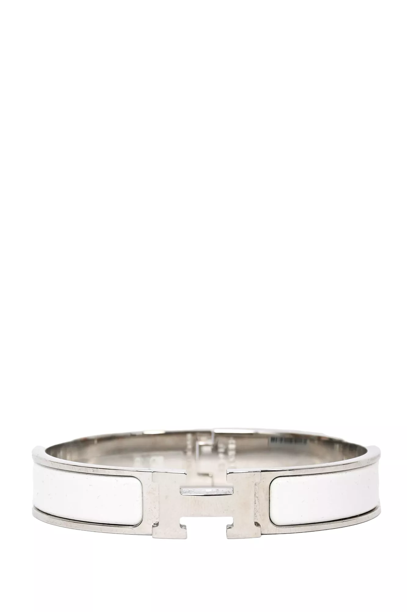 Hermes White/Silver Clic Bracelet