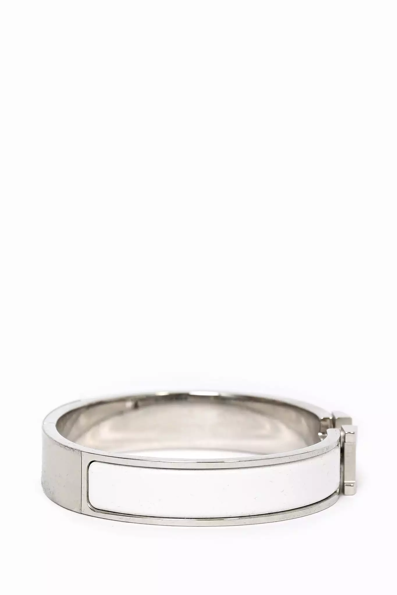 Hermes White/Silver Clic Bracelet