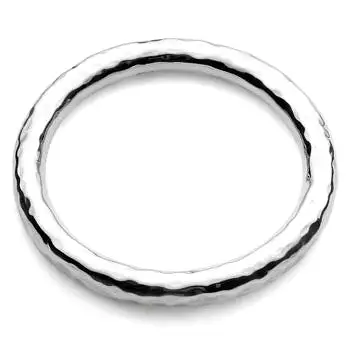 Iron Clay Beaten Tube Bangle, Sterling silver