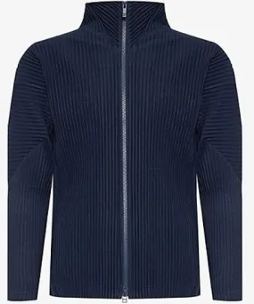 Issey Miyake Mens Navy High-neck two-slip-pockets slim-fit knitted jacket