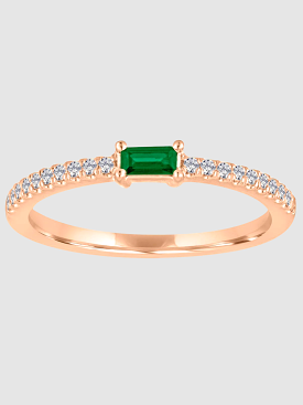 Julia Baguette Birthstone Ring - Rose Gold & Emerald