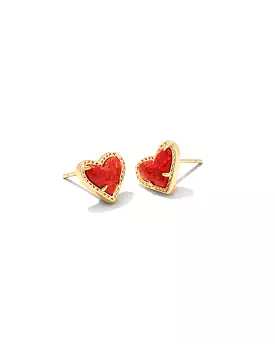 Kendra Scott Ari Heart Red Kyocera Stud Earrings