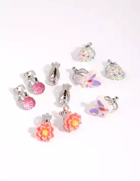 Kids Butterfly & Heart Clip-On Earrings