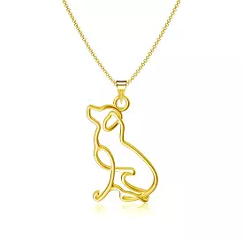 Labrador Silhouette Pendant Necklace - Gold Plated