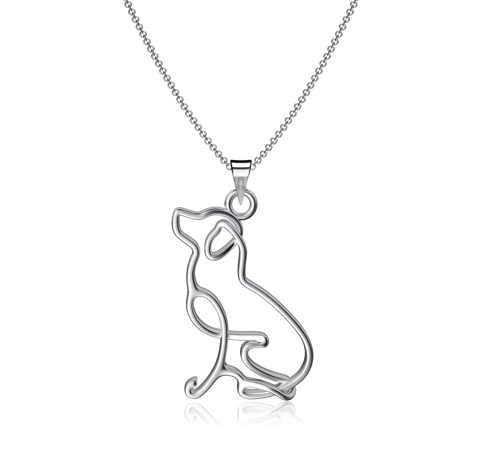 Labrador Silhouette Pendant Necklace - Silver