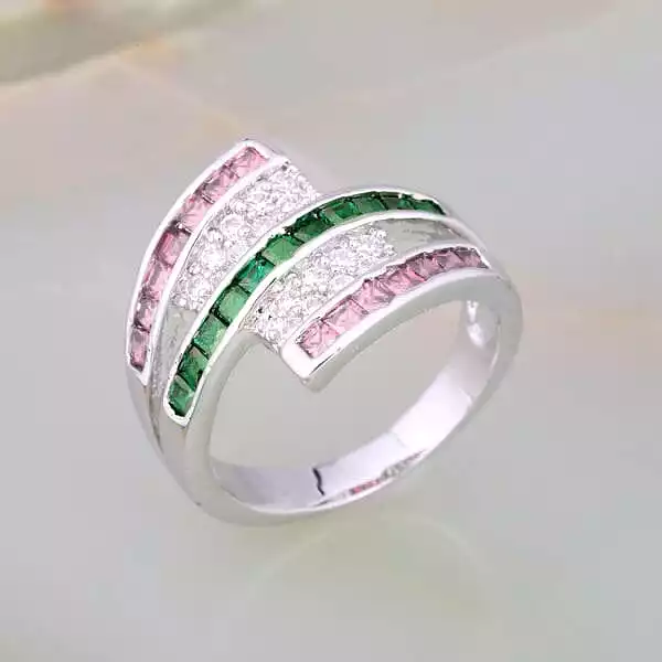 Laila Pink Sapphire Green Emerald Ring