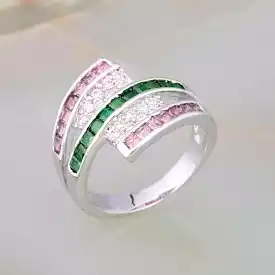 Laila Pink Sapphire Green Emerald Ring