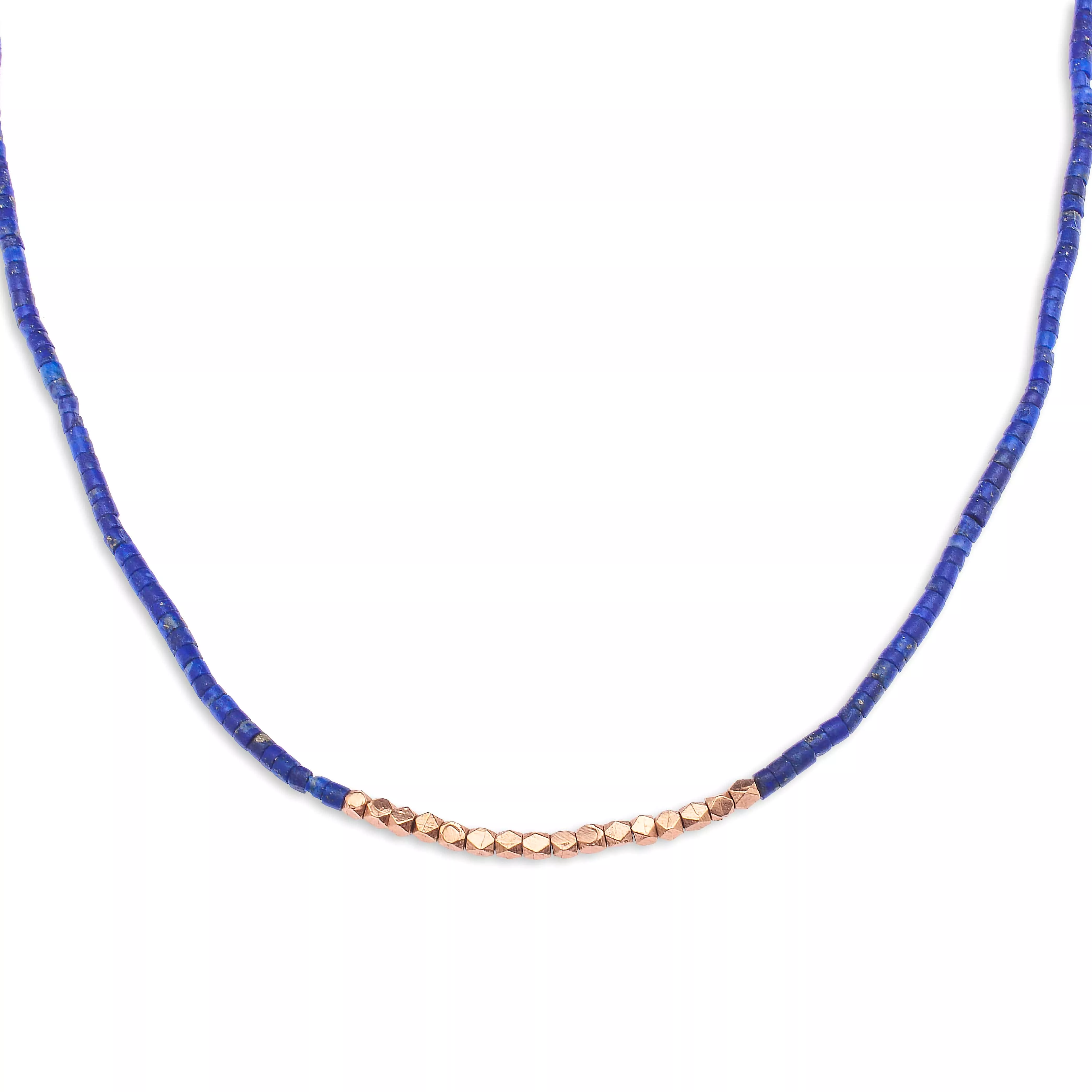 Lapis & 14K Gold Beaded Necklace